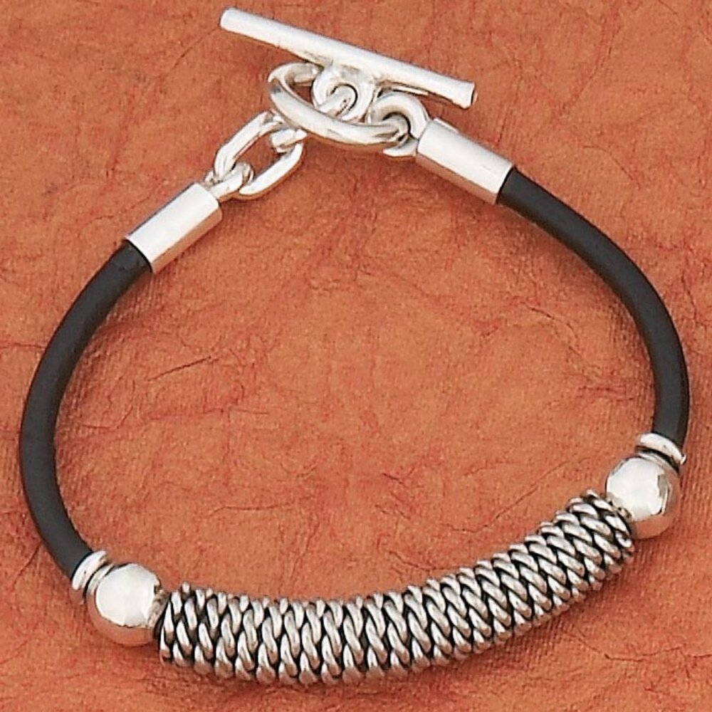 Leather and .925 Sterling Silver Bracelet